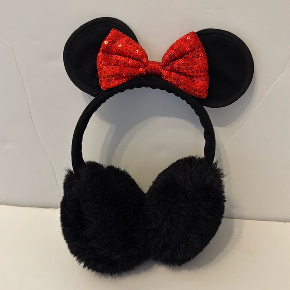 Minnie Mouse ear muffs with red sequin bow - Picture 1 of 5
